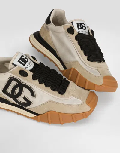 Dolce & Gabbana Dg Athletic Black Low Top Sneakers With Logo Patch On The Tongue And Maxi Logo On The Side In Suede 