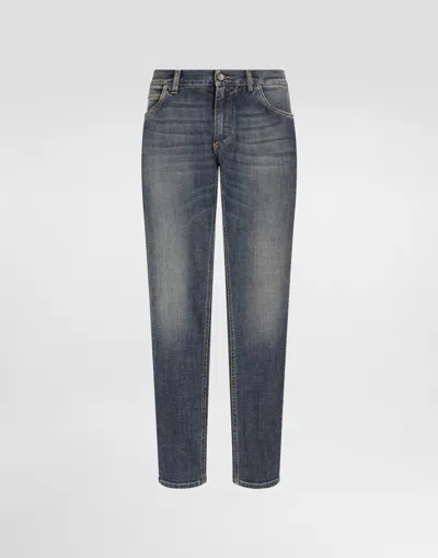 Dolce & Gabbana Regular-fit Blue Wash Stretch Jeans In Blue