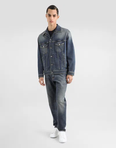 Dolce & Gabbana Regular-fit Blue Wash Stretch Jeans In Blue