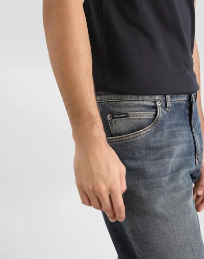 Dolce & Gabbana Regular-fit Blue Wash Stretch Jeans In Blue