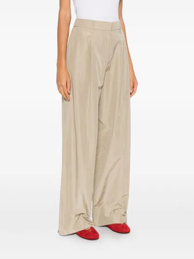 Forte Forte Beige Polyester Cotton Trousers In White