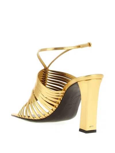 Giuseppe Zanotti Savoia Sandals Ankle Strap Open Square Toe In Gold