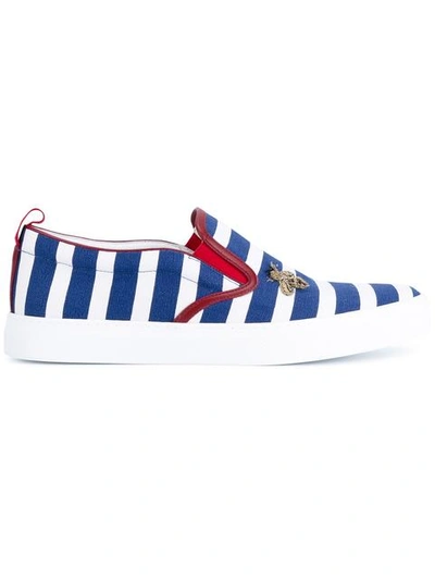 Shop Gucci Striped Slip On Sneakers