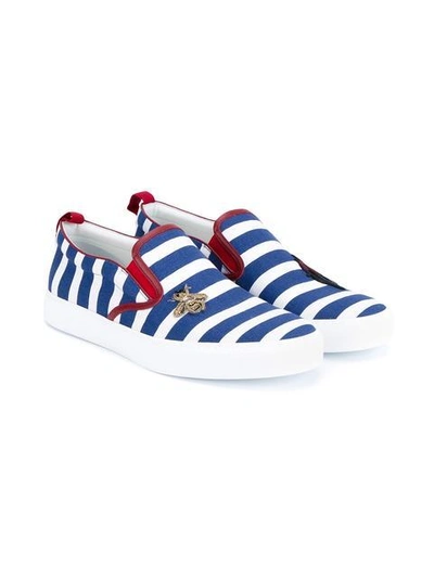 Shop Gucci Striped Slip On Sneakers