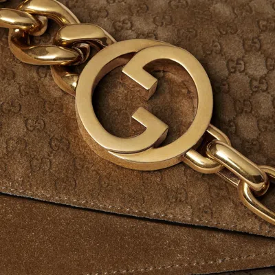Gucci Big Gg Chain Shoulder Bag In Brown