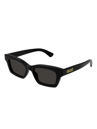 Gucci Logo Rectangular Cat-eye Sunglasses In Black