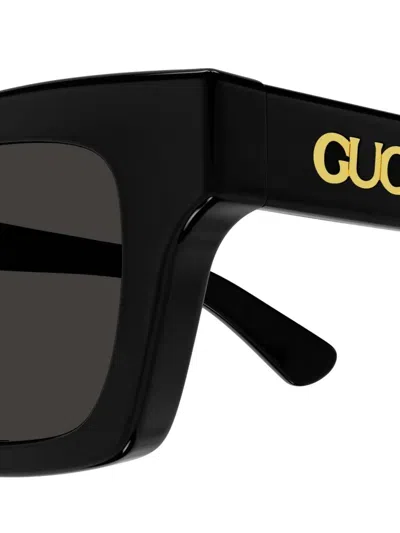 Gucci Logo Rectangular Cat-eye Sunglasses In Black
