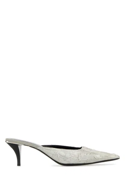 Gucci Fabric Mules Pointed Toe Stiletto Heel Textured In White