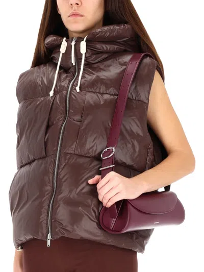 Jil Sander Hooded Quilted Down Jacket Drawstring Detail In Brown