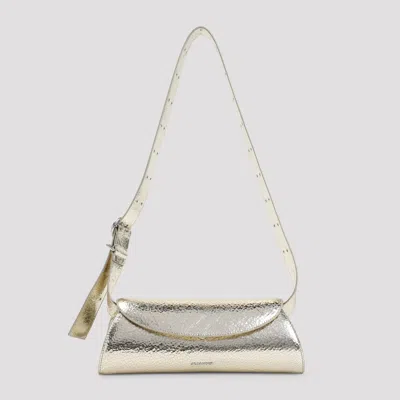 Jil Sander Platinum Cannolo Small Ovine Leather Shoulder Bag In Silver