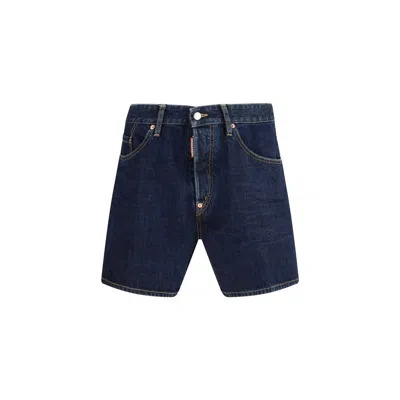 Dsquared2 Bro Buttoned Denim Shorts In Blue