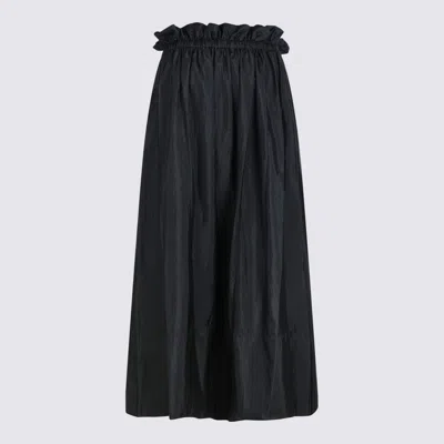 Jil Sander Ruffled Drawstring Midi Skirt In Black
