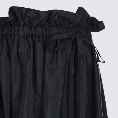 Jil Sander Ruffled Drawstring Midi Skirt In Black