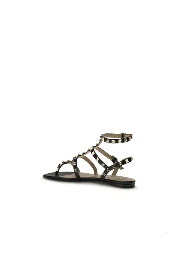 Valentino Rockstud Caged Leather Ankle Strap Sandal In Black
