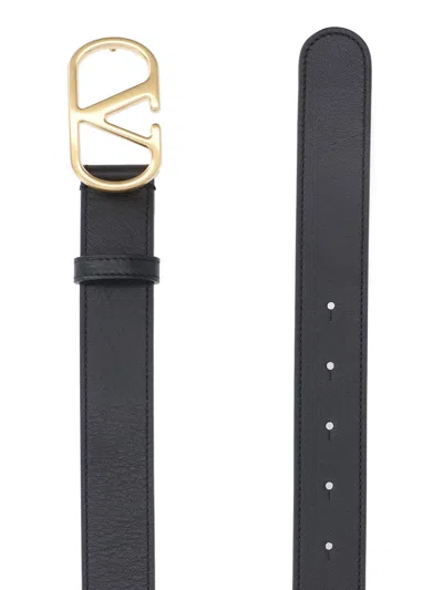 Valentino Belt Adjustable Length Multiple Holes Design In Black
