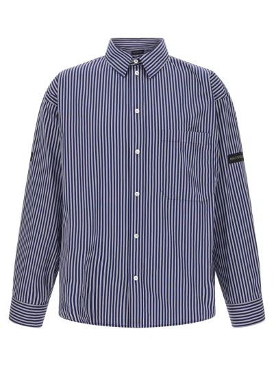 Balenciaga Poplin Shirt Striped Long Sleeves Pocket In Black
