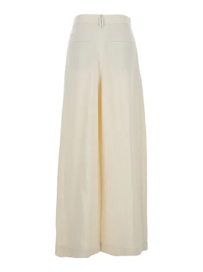 Brunello Cucinelli Linen Blend Trousers In Neutral