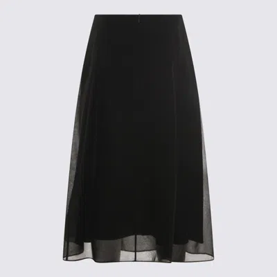 Brunello Cucinelli Sheer Panel A-line Skirt In Black