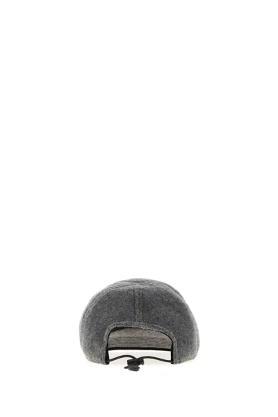 Miu Miu Grey Flannel Baseball Cap In Gray