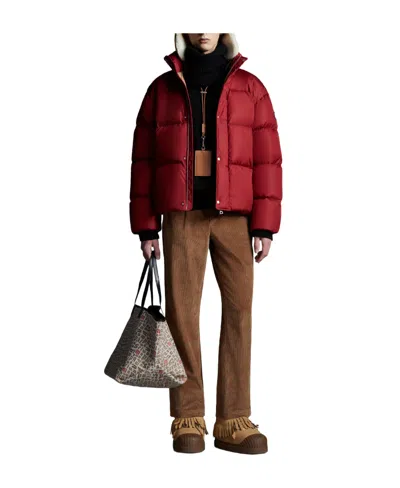Moncler Hooded Quilted Down Jacket In Burgundy