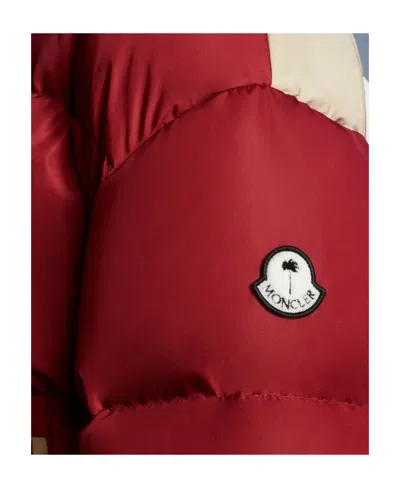 Moncler Hooded Quilted Down Jacket In Burgundy