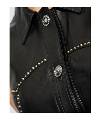 Versace Stud-embellished Button-up Gilet In Black