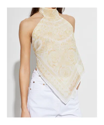 Versace Paisley-pattern Blouse In Brown