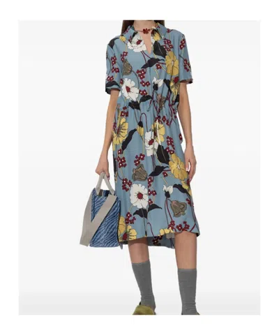 Marni Floral-print V-neck Midi Dress Clothing In Pattern