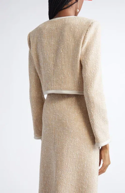 St John St. John Satin Frame Metallic Latte Tweed Jacket In Multi