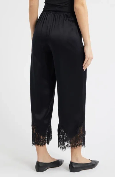 Reformation Carolina Silk Lace Hem Pant In Black