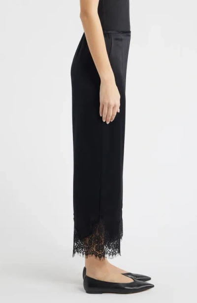 Reformation Carolina Silk Lace Hem Pant In Black
