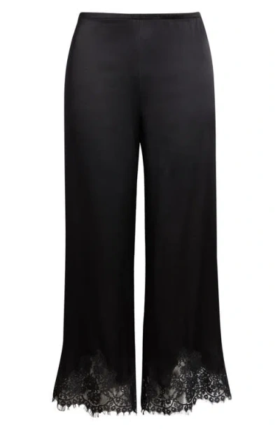 Reformation Carolina Silk Lace Hem Pant In Black