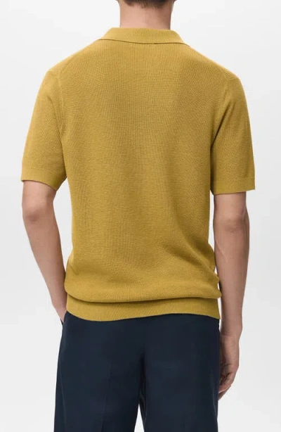 Mango Structured Knit Polo In Yellow