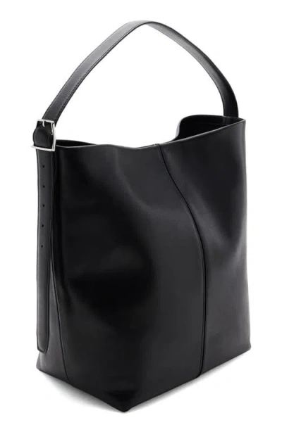 Mango Large Leather Bucket Tote In Pattern