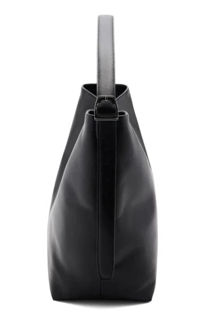 Mango Large Leather Bucket Tote In Pattern