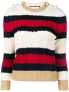 GUCCI shoulder embellished striped jumper,DRYCLEANONLY
