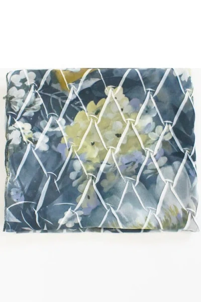 Komarov Painted Floral Chiffon Basket Shawl In Blue