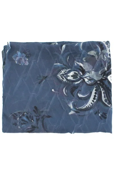 Komarov Painted Floral Chiffon Basket Shawl In Blue