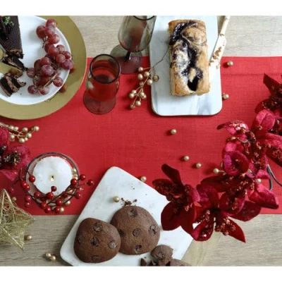 Solino Home Linen Table Runner In Red