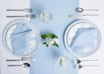 Solino Home Linen Table Runner In Blue