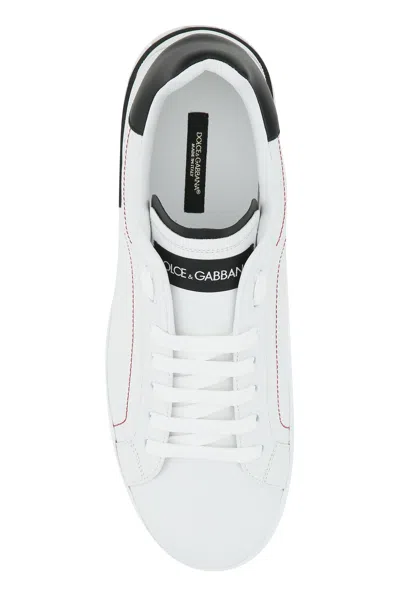 Dolce & Gabbana Calfskin Nappa Portofino Sneakers For Men In White