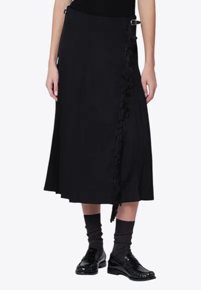 Durazzi Milano Black Virgin Wool Wrap Skirt In Black