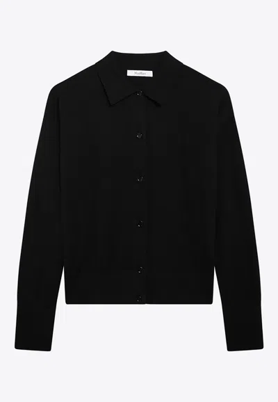 Max Mara Wool-blend Buttoned Cardigan In Black