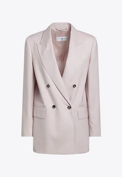 Max Mara Ombrosa Double Breasted Wool Blazer Jackets Rose In Purple