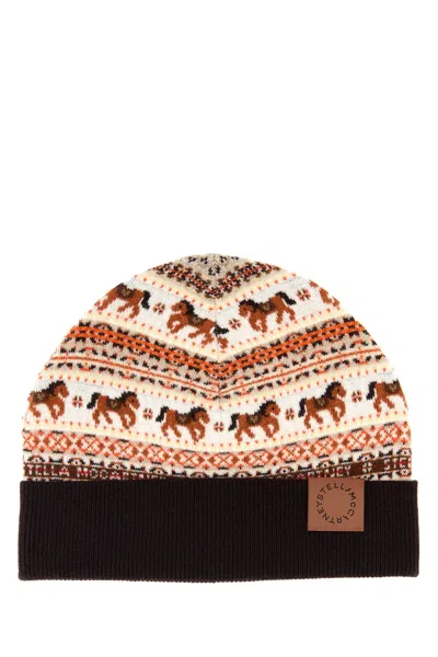 Stella Mccartney Fair Isle Horse-pattern Label Beanie In White