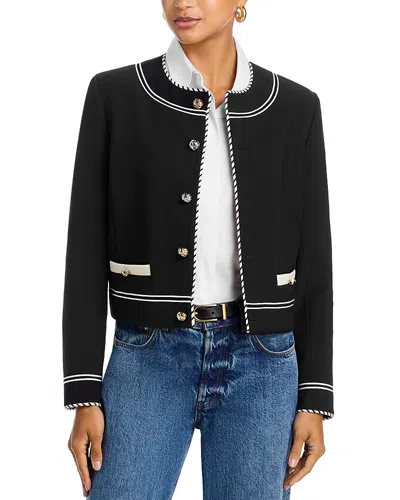 Frame Button Embellished Jacket In Blue