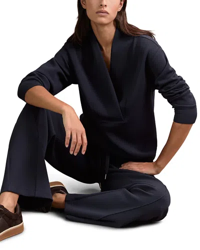 Reiss Womens Navy Annabel Shawl-neck Long-sleeve Jersey Top In Multi