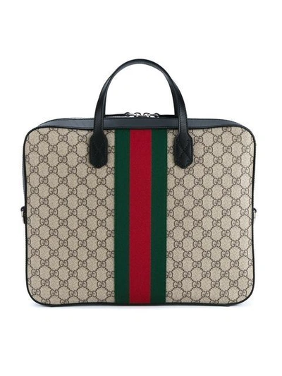 Gucci Web Gg Supreme Laptop Bag In Beige | ModeSens
