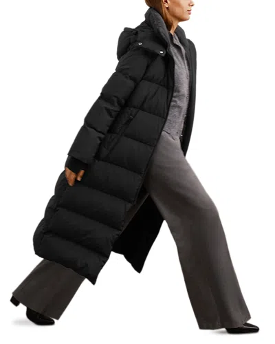 Reiss Colette Longline Puffer Coat With Removable Hood In Black