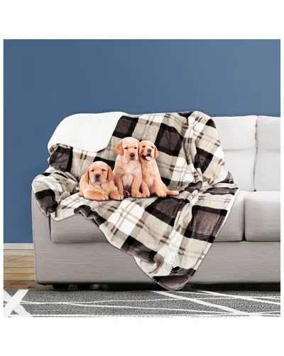 Petmaker Waterproof Reversible Plaid Throw In Gray